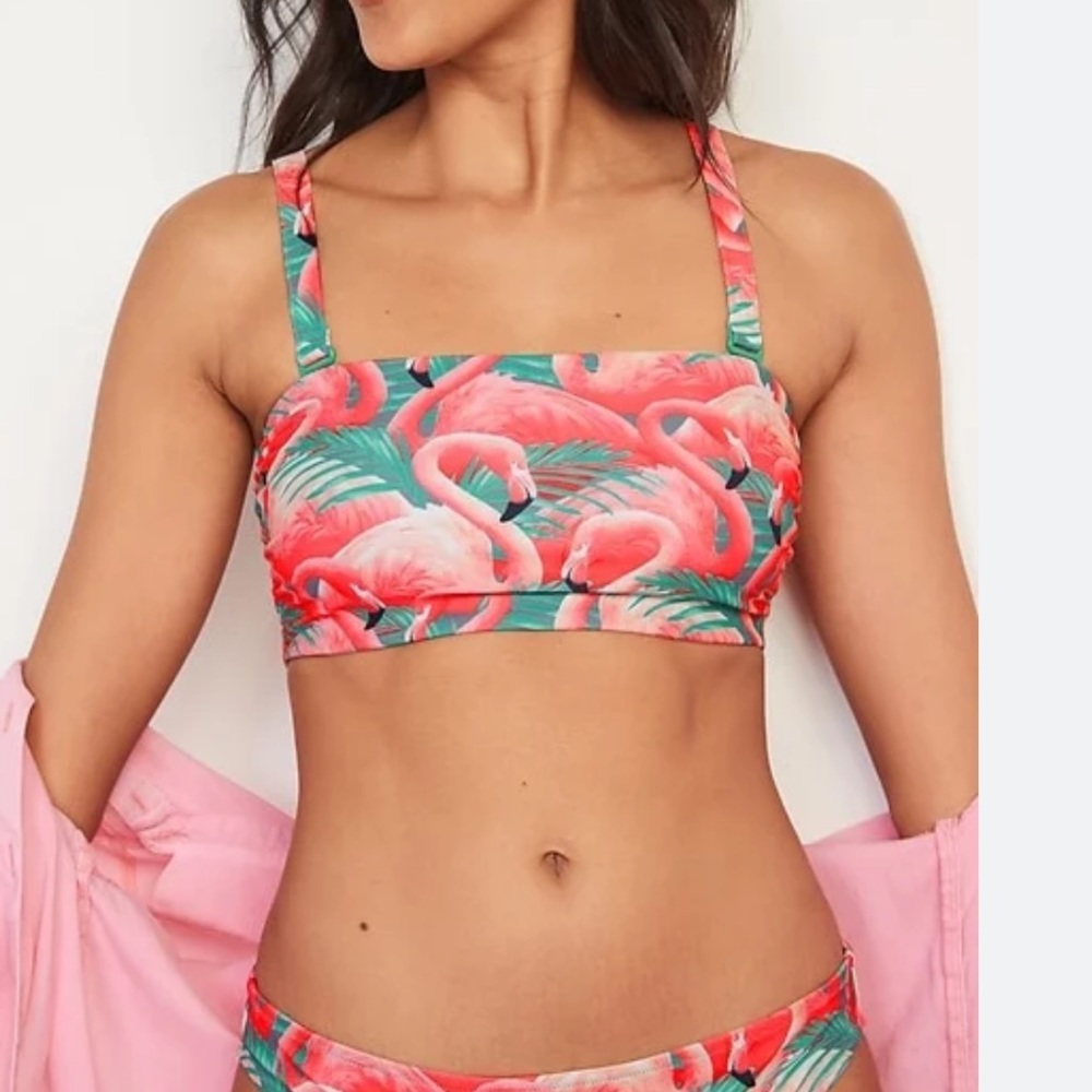 Old Navy Flamingo Print Bikini - Pink and Green